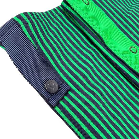 lululemon athletica Accessories - Lululemon Vinyasa Scarf Green Navy Blue‎ Striped Snap Infinity Wrap OS
